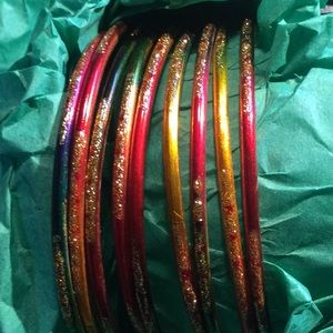 Indian bangles set of 9 metal 2.5 inch diameter